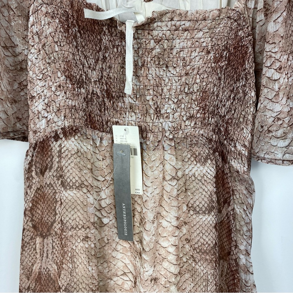 ANTHROPOLOGIE NWT Short Sleeve Tiered Maxi Dress, Snakeskin Print, Size Small - Picture 13 of 16